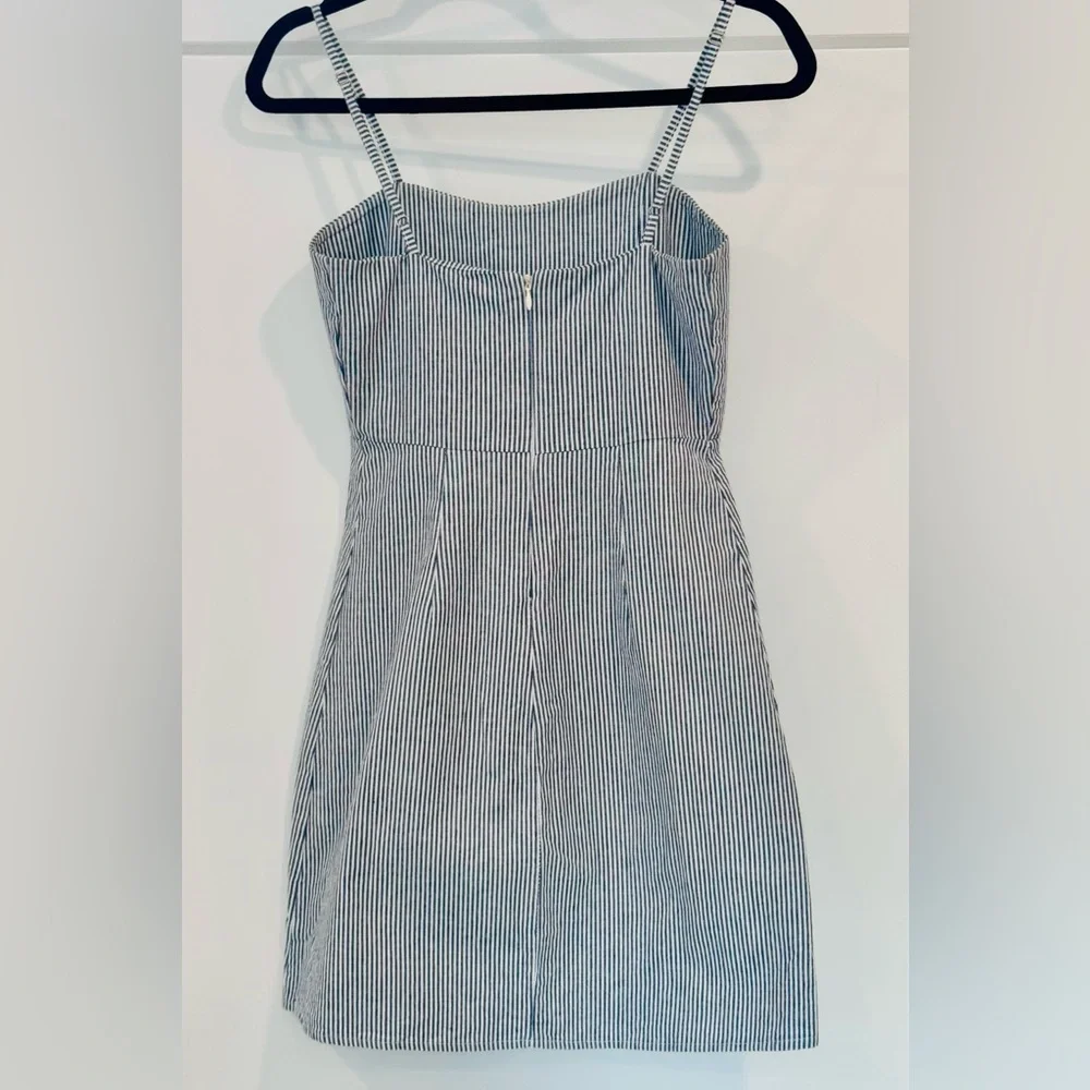 Brandy Melville Karla Mini Dress Women's One Size Blue Striped Spaghetti Strap - Picture 3 of 5